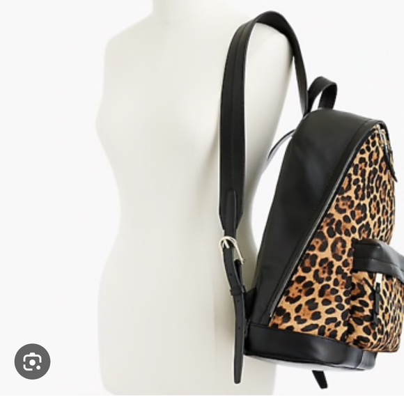 backpack in printed italian calfskin leather Laptop Backpack- Italian Leather and calf hair, leopard print, BRAND NEW